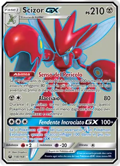 Carta Scizor GX dell'espansione Tempesta Astrale, numero 158/168