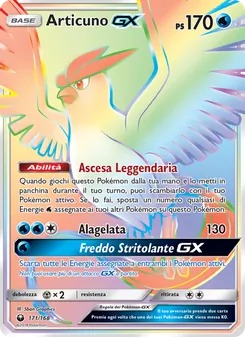Carta Articuno GX dell'espansione Tempesta Astrale, numero 171/168