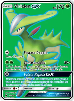 Carta Virizion GX dell'espansione Tuoni Perduti, numero 197/214