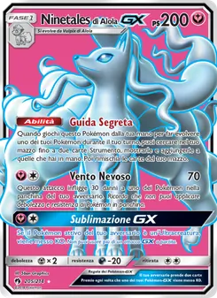Carta Ninetales di Alola GX dell'espansione Tuoni Perduti, numero 205/214