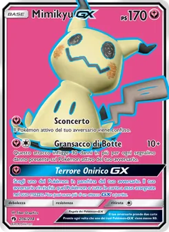 Carta Mimikyu GX dell'espansione Tuoni Perduti, numero 206/214