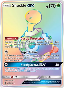 Carta Shuckle GX dell'espansione Tuoni Perduti, numero 215/214