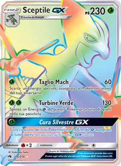 Carta Sceptile GX dell'espansione Tuoni Perduti, numero 216/214
