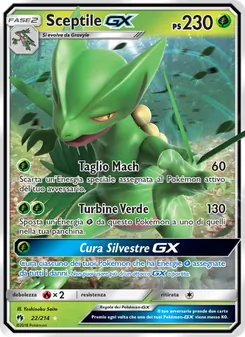 Carta Sceptile GX dell'espansione Tuoni Perduti, numero 22/214