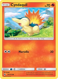 Carta Cyndaquil dell'espansione Tuoni Perduti, numero 40/214