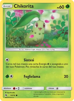 Carta Chikorita dell'espansione Tuoni Perduti, numero 5/214