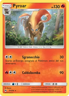 Carta Pyroar dell'espansione Tuoni Perduti, numero 51/214