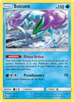 Carta Suicune dell'espansione Tuoni Perduti, numero 59/214