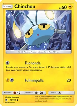 Carta Chinchou dell'espansione Tuoni Perduti, numero 73/214