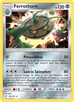 Carta Ferrothorn dell'espansione Gioco di Squadra, numero 103/181
