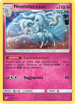 Carta Ninetales di Alola dell'espansione Gioco di Squadra, numero 111/181