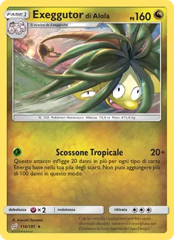 Carta Exeggutor di Alola dell'espansione Gioco di Squadra, numero 114/181