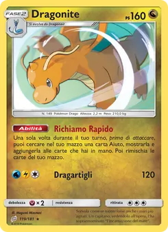 Carta Dragonite dell'espansione Gioco di Squadra, numero 119/181
