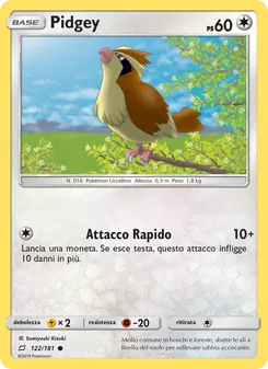 Carta Pidgey dell'espansione Gioco di Squadra, numero 122/181