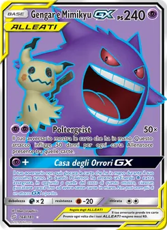 Carta Gengar e Mimikyu GX dell'espansione Gioco di Squadra, numero 164/181