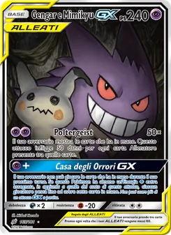 Carta Gengar e Mimikyu GX dell'espansione Gioco di Squadra, numero 165/181