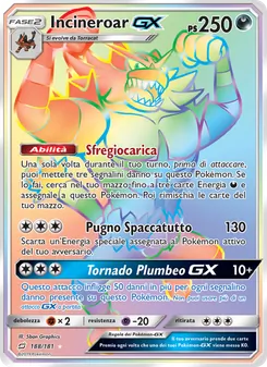 Carta Incineroar GX dell'espansione Gioco di Squadra, numero 188/181