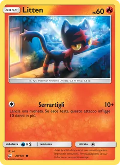 Carta Litten dell'espansione Gioco di Squadra, numero 20/181