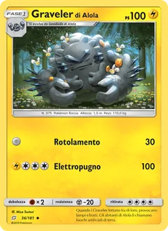 Carta Graveler di Alola dell'espansione Gioco di Squadra, numero 36/181