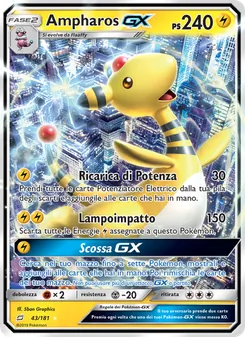 Carta Ampharos GX dell'espansione Gioco di Squadra, numero 43/181