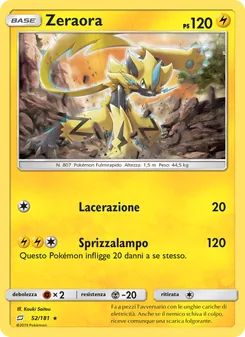 Carta Zeraora dell'espansione Gioco di Squadra, numero 52/181