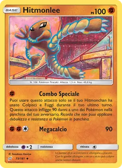 Carta Hitmonlee dell'espansione Gioco di Squadra, numero 73/181