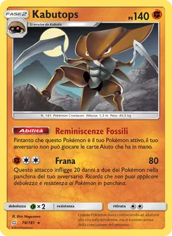 Carta Kabutops dell'espansione Gioco di Squadra, numero 78/181