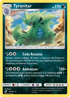 Carta Tyranitar dell'espansione Gioco di Squadra, numero 85/181