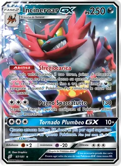 Carta Incineroar GX dell'espansione Gioco di Squadra, numero 97/181