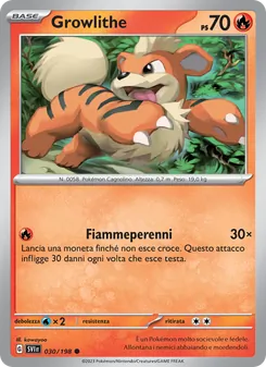 Carta Growlithe dell'espansione Scarlatto e Violetto, numero 030/198