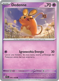 Carta Dedenne dell'espansione Scarlatto e Violetto, numero 094/198