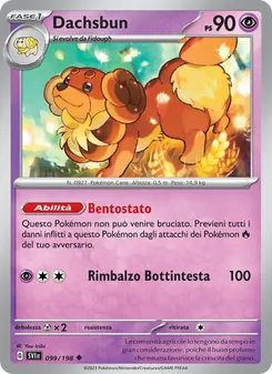 Carta Dachsbun dell'espansione Scarlatto e Violetto, numero 099/198