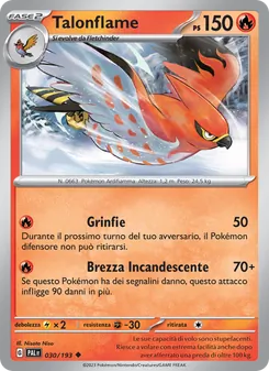 Carta Talonflame dell'espansione Evoluzioni a Paldea, numero 030/193