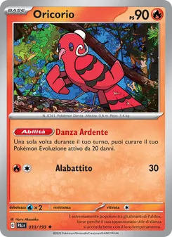Carta Oricorio dell'espansione Evoluzioni a Paldea, numero 033/193