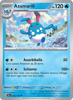 Carta Azumarill dell'espansione Evoluzioni a Paldea, numero 045/193