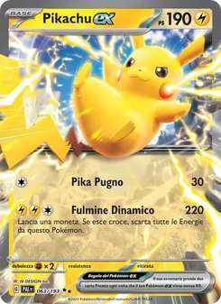 Carta Pikachu-ex dell'espansione Evoluzioni a Paldea, numero 063/193
