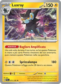 Carta Luxray dell'espansione Evoluzioni a Paldea, numero 071/193