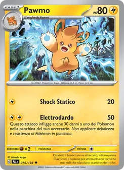 Carta Pawmo dell'espansione Evoluzioni a Paldea, numero 075/193