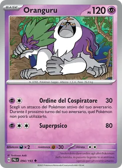 Carta Oranguru dell'espansione Evoluzioni a Paldea, numero 094/193