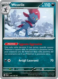 Carta Weavile dell'espansione Evoluzioni a Paldea, numero 134/193