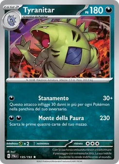 Carta Tyranitar dell'espansione Evoluzioni a Paldea, numero 135/193
