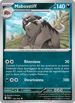 Carta Mabosstiff dell'espansione Evoluzioni a Paldea, numero 143/193