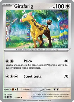 Carta Girafarig dell'espansione Evoluzioni a Paldea, numero 154/193