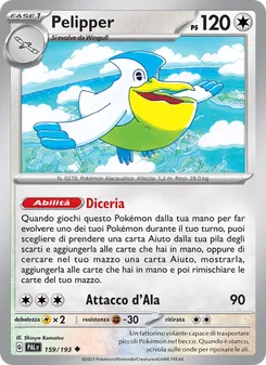 Carta Pelipper dell'espansione Evoluzioni a Paldea, numero 159/193