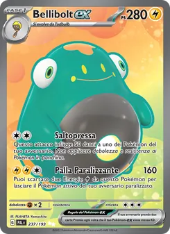 Carta Bellibolt-ex dell'espansione Evoluzioni a Paldea, numero 237/193