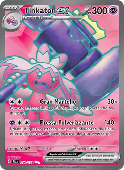 Carta Tinkaton-ex dell'espansione Evoluzioni a Paldea, numero 240/193