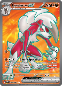 Carta Lycanroc-ex dell'espansione Evoluzioni a Paldea, numero 241/193