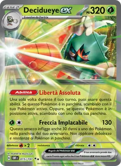 Carta Decidueye-ex dell'espansione Ossidiana Infuocata, numero 015/197