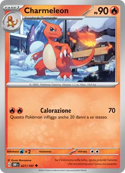 Carta Charmeleon dell'espansione Ossidiana Infuocata, numero 027/197