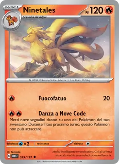 Carta Ninetales dell'espansione Ossidiana Infuocata, numero 029/197